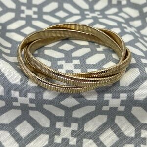 Vintage Interlocking Cobra Link Watch Band Gold Bangle Bracelet